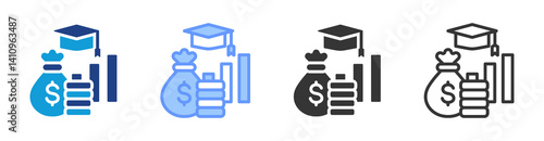 Student Loans icon set multiple style collection