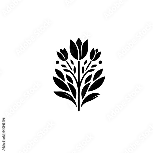 Minimalist Black Floral Logo Design on White Background