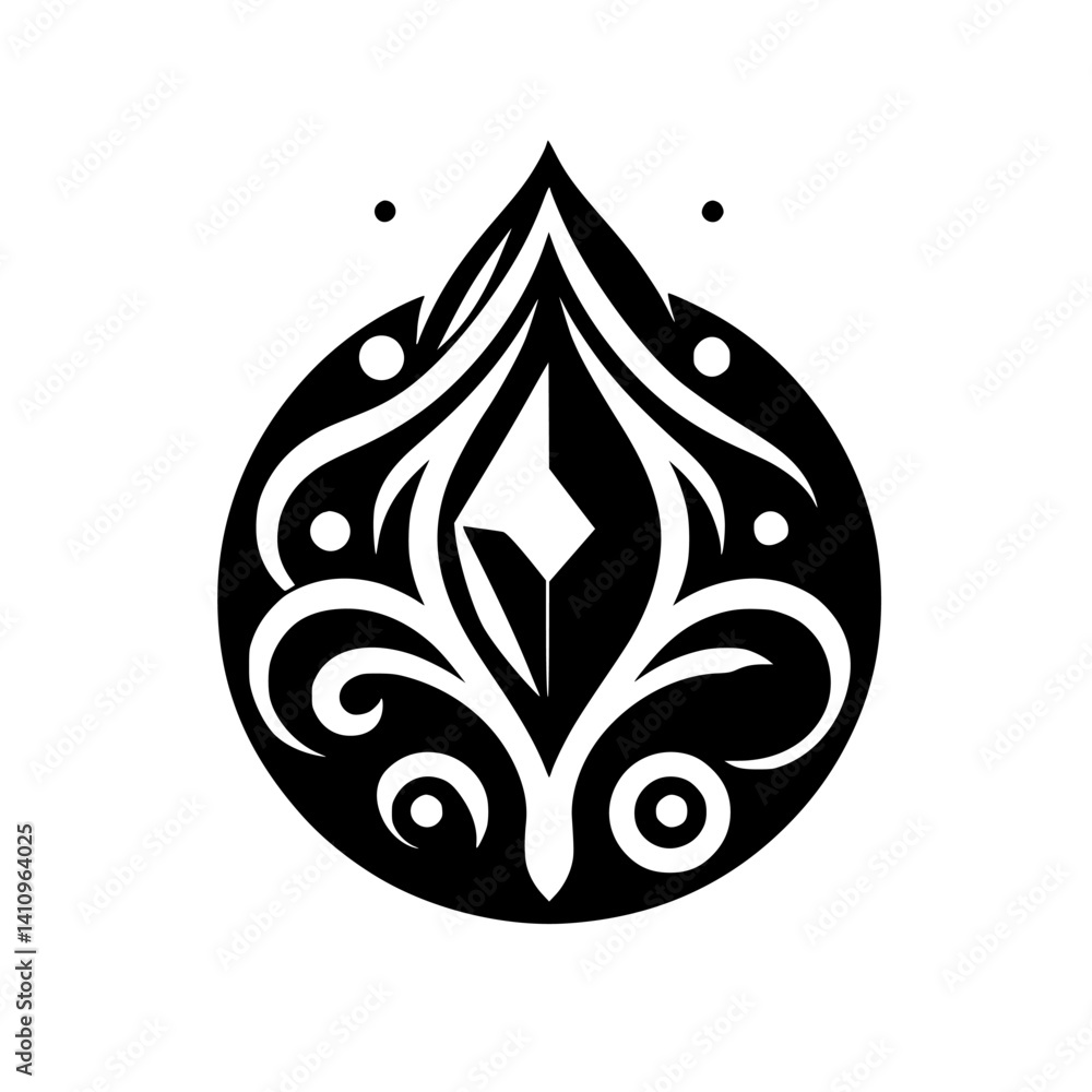 Obraz premium Black and White Diamond Emblem, Geometric Design, Ornamental Logo