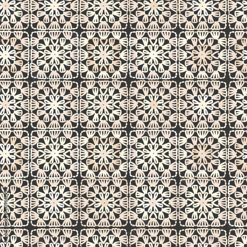 Crochet vector background. Multicolored abstract seamless pattern. Lace texture. knitted by hand or machine. Granny and cottage core allover print for fabric, wrapping paper, textile, ads