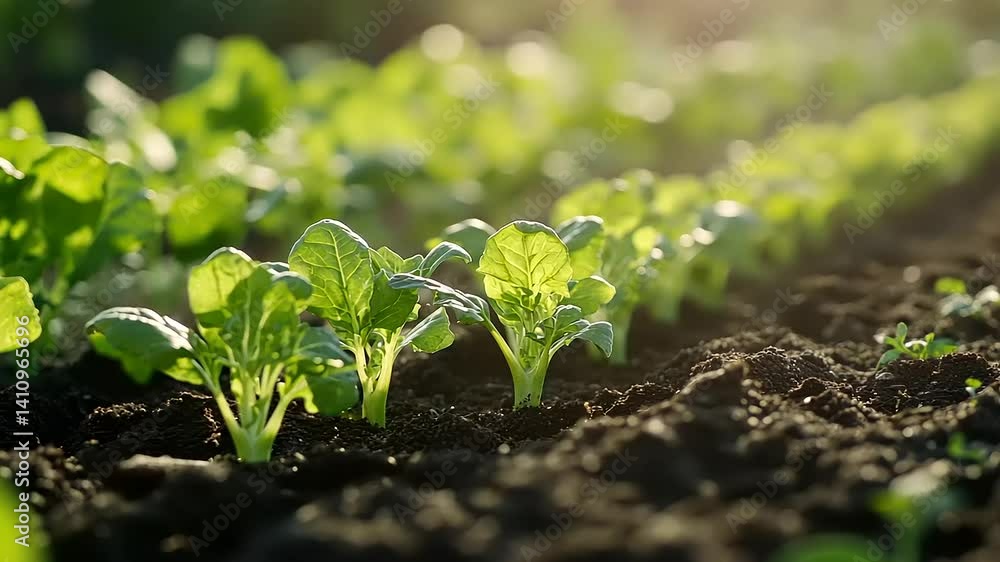Sunrise Over a Lush Green Vegetable Garden Sunrise Over a Lush Green Vegetable Garden