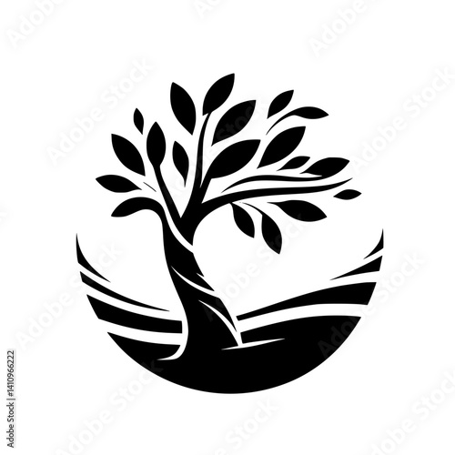 Black and White Tree Logo: Nature & Growth Emblem