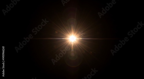 Bright Golden Lens Flare on Black Background