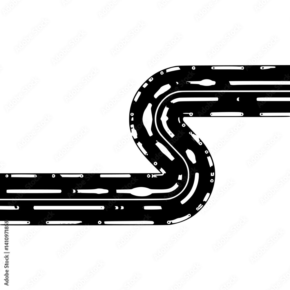 Fototapeta premium Abstract S-Shaped Circuit Diagram with Neon Lights