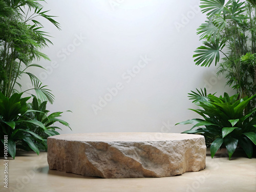 Botanical Podium with Stones