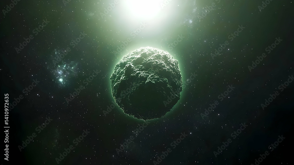 Obraz premium Pixelated Green Planet In Space