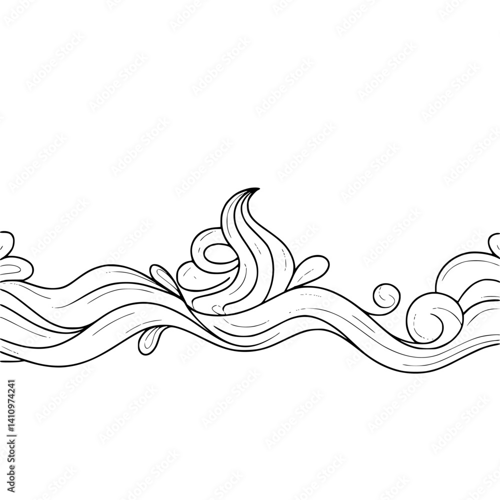 Fototapeta premium Elegant Creamy Swirls on White: Decorative Border Design
