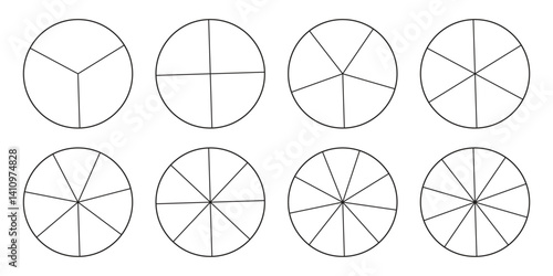 Geometric Line Icons of Circular Divisions with Varying Segment Numbers