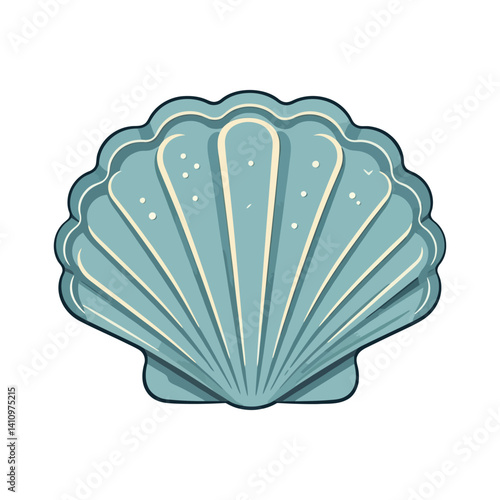 Hand-drawn Blue Seashell – Simple and Clean Ocean Icon, flat vector illustration 