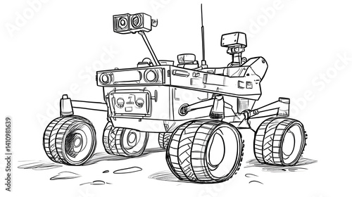 Fototapeta Naklejka Na Ścianę i Meble -  Detailed rover sketch space exploration science