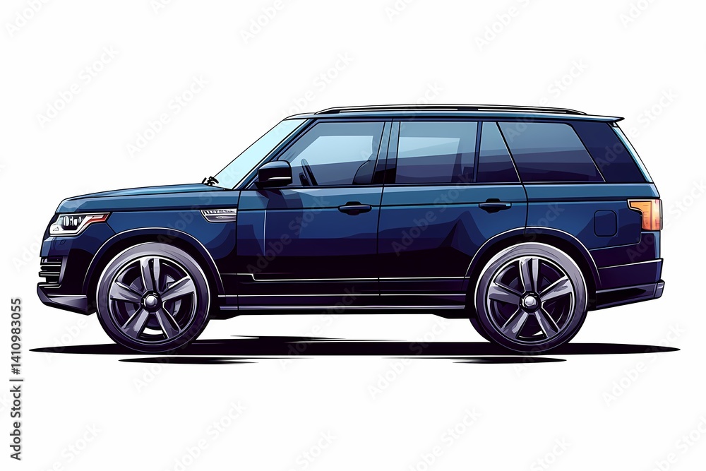 Obraz premium Modern Black SUV Illustration. Luxury Performance Design with Powerful Wheels and Sleek Urban Style for High-Performance Driving