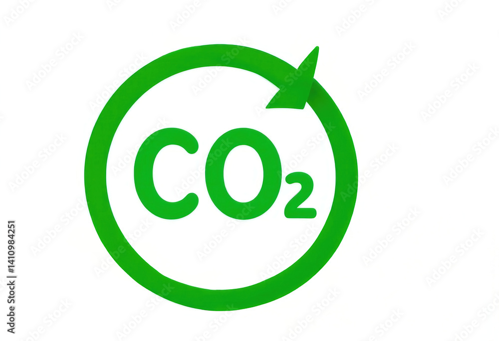 Co2 Recycling Concept with Green Arrow for Environmental Sustainability Co2 Recycling Concept with Green Arrow for Environmental Sustainability