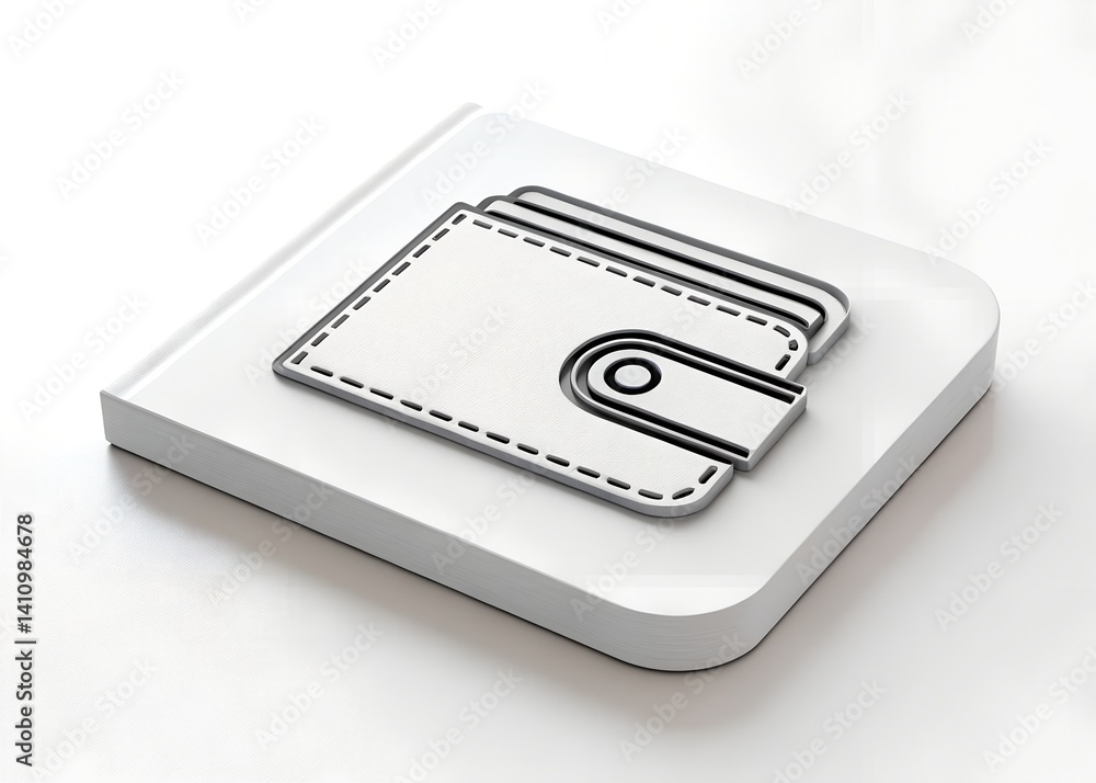 Wallet Icon: A sleek, minimalistic representation of a wallet, rendered in clean lines and a subtle palette, symbolizing financial security and personal finance. Wallet Icon: A sleek, minimalistic representation of a wallet, rendered in clean lines and a subtle palette, symbolizing financial security and personal finance.