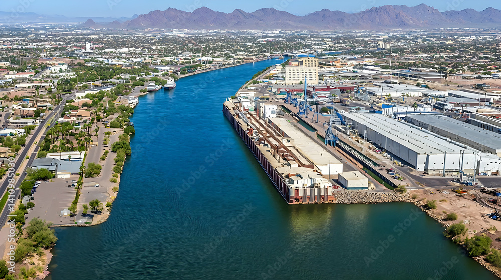 Fototapeta premium Aerial View Of Phoenix Canal And Industrial Port
