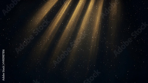Golden light rays and sparkles on a dark background. Perfect for backgrounds, overlays, and design projects.