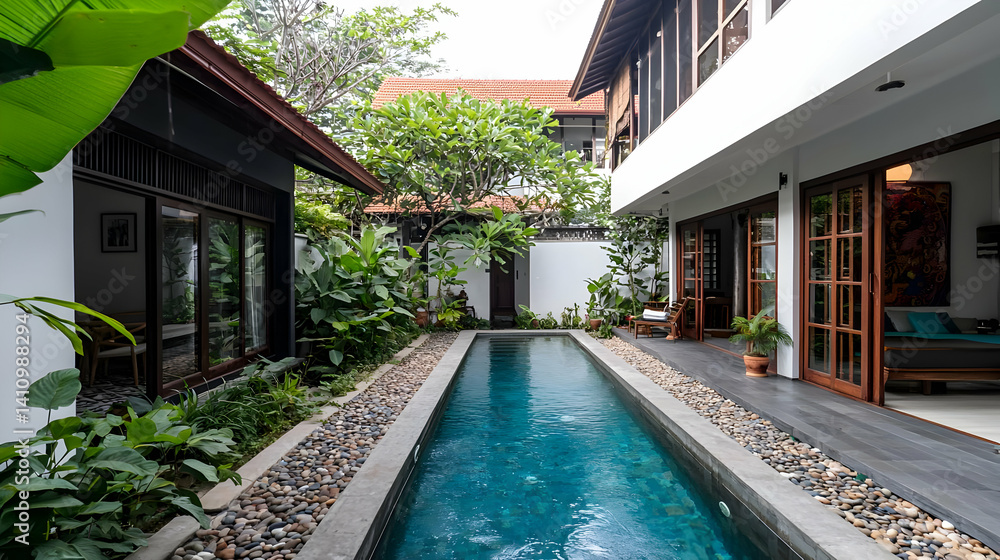 custom made wallpaper toronto digitalModern Tropical Courtyard Pool House