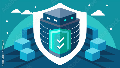 A shielded bunker with layers of imtrable encryption acting as its armor protecting crucial information from potential threats.. Vector illustration