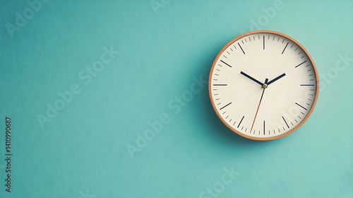 Wallpaper Mural Round Wall Clock On Light Teal Textured Wall Torontodigital.ca