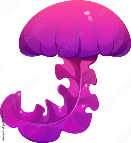 Cartoon underwater font jellyfish letter J. Sea life animal English font symbol, underwater wildlife isolated vector ABC alphabet letter or aquatic nature creature latin typeset element