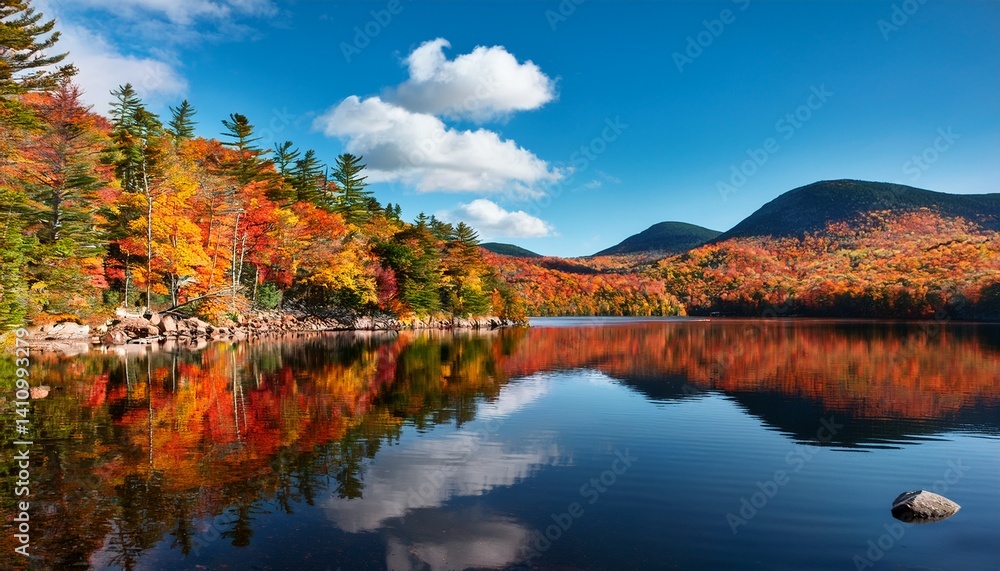 Fototapeta premium lake in autumn in new hampshire