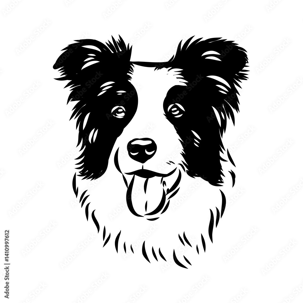 Fototapeta premium Border Collie Dog Vector isolated on white background, Dog Silhouettes.