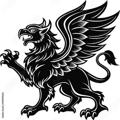 Wallpaper Mural Powerful Griffin Silhouette Mythical Winged Lion Eagle Beast Art Vector Torontodigital.ca