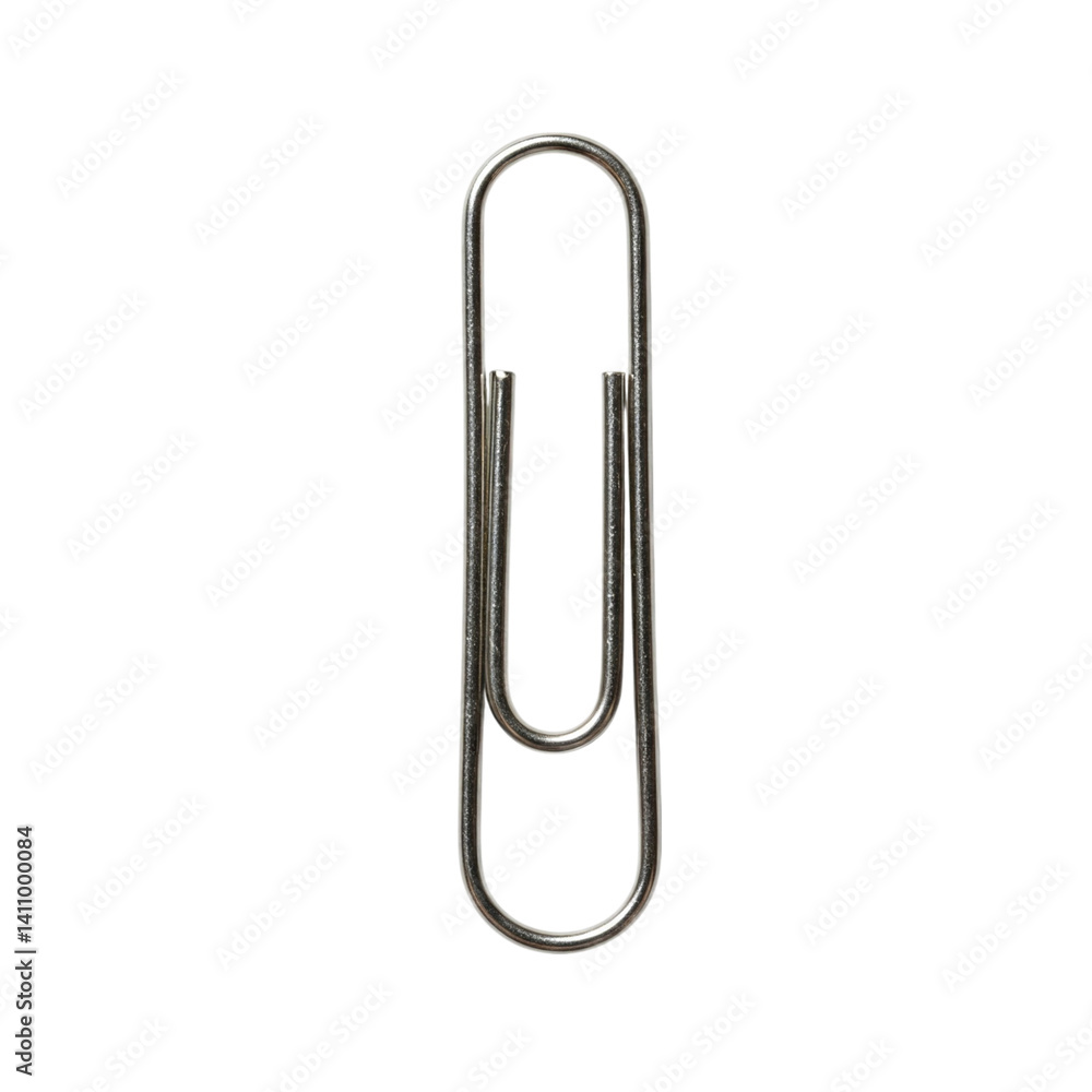 A simple, elegant metal paperclip, a timeless symbol of connection and organization, against a clean white background. A simple, elegant metal paperclip, a timeless symbol of connection and organization, against a clean white background.