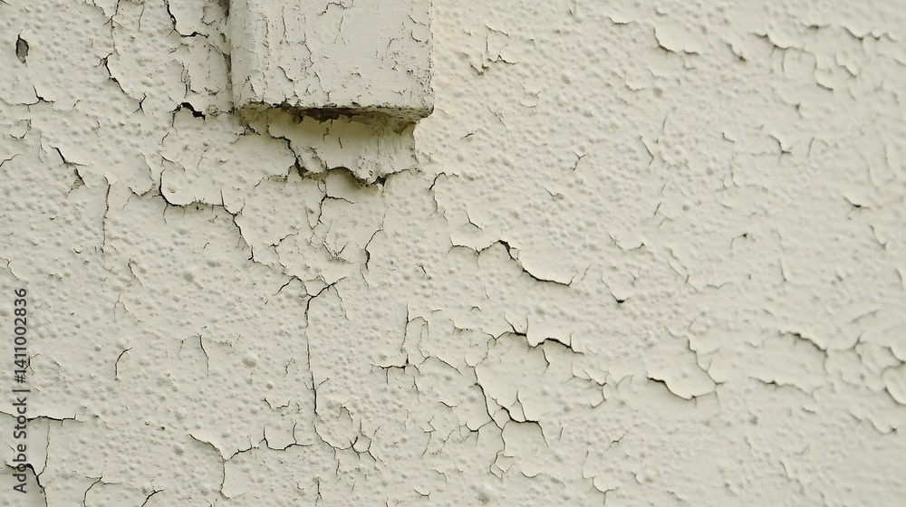 Obraz premium Cracked Beige Wall Texture Background, Aged Exterior Paint