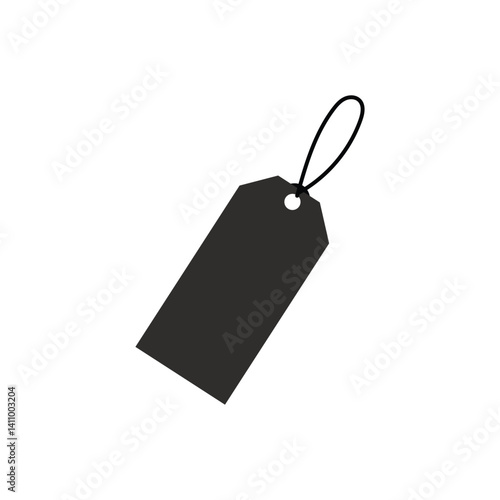 A black tag with a string