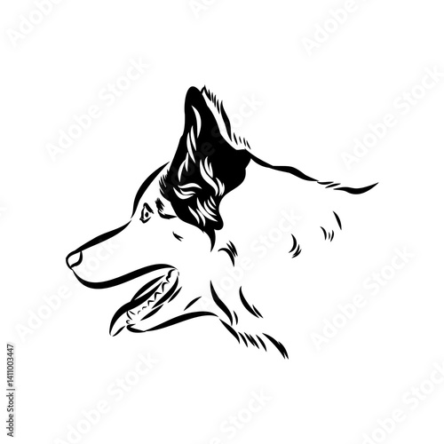 Border Collie Dog Vector isolated on white background, Dog Silhouettes.