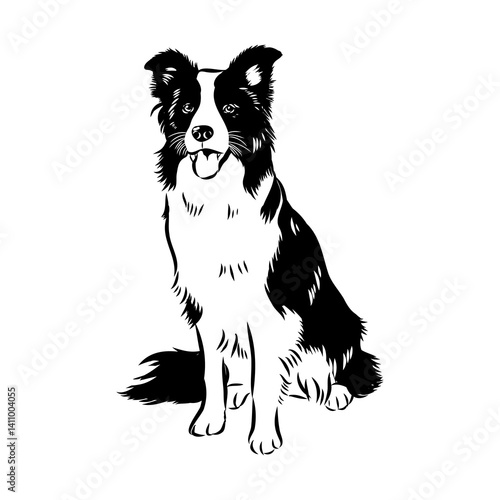 Border Collie Dog Vector isolated on white background, Dog Silhouettes.