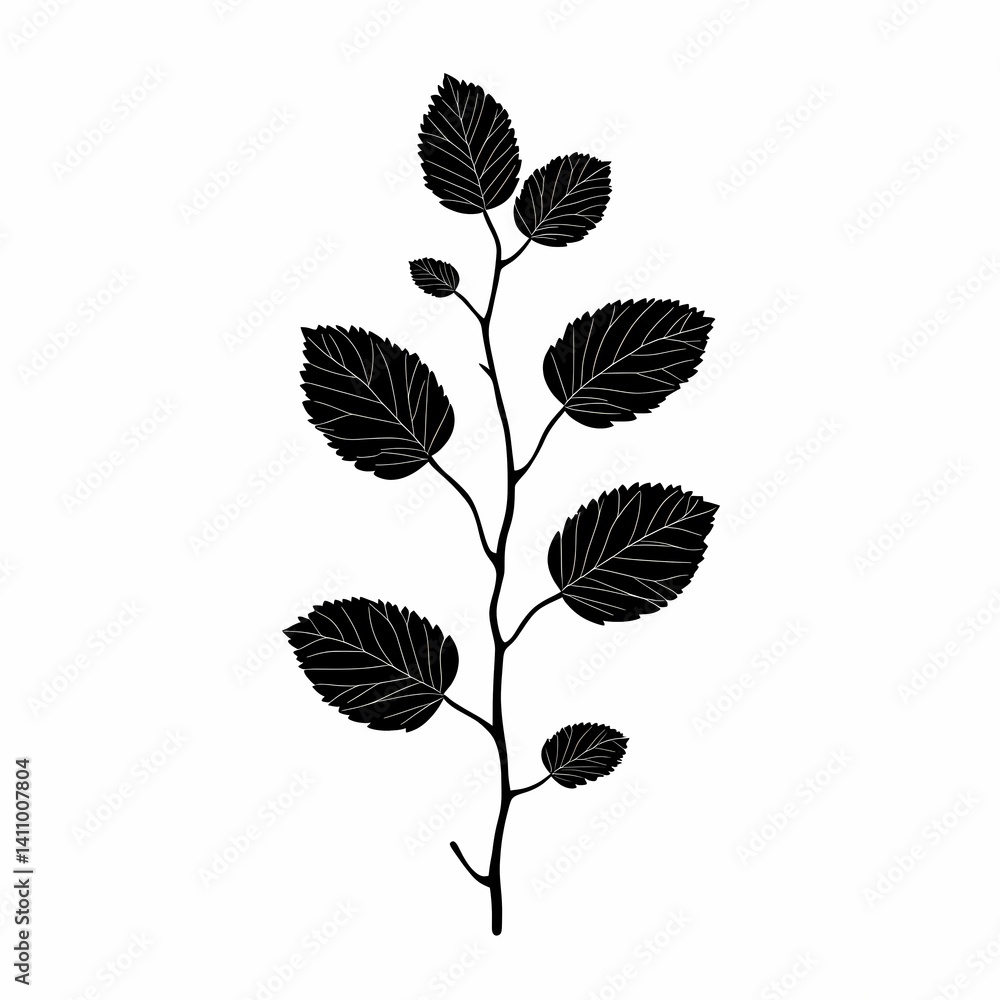 Obraz premium Minimalist Black and White Botanical Leaf Illustration for Eco-Friendly Wall Art Decor