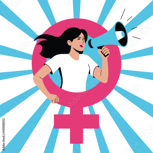 Voice Your Truth – Feminist Empowerment with Megaphone and Feminine Symbol