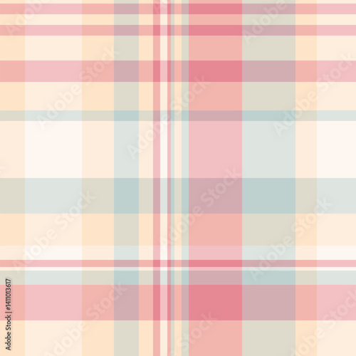 Dress background tartan texture, blanket fabric pattern plaid. Aged vector textile seamless check in light and bisque colors.