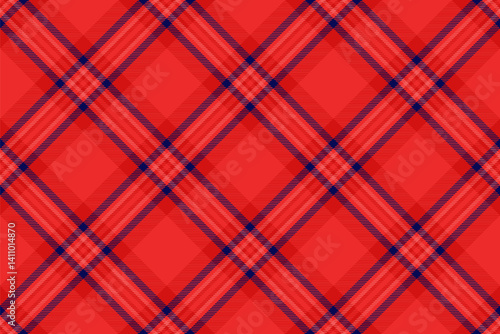 Shirt fabric plaid background, italian seamless texture pattern. Chequered check tartan textile vector in red and blue colors.