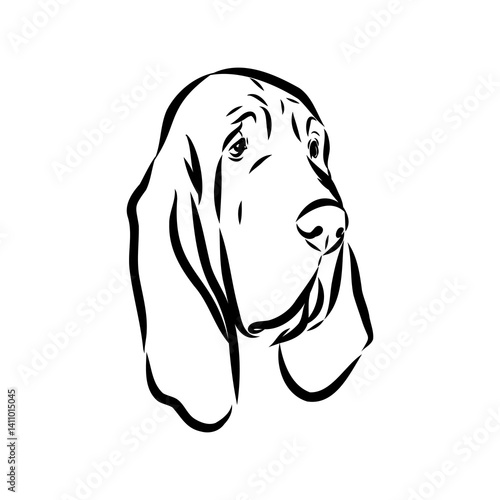 Decorative portrait in profile of dog Bloodhound
