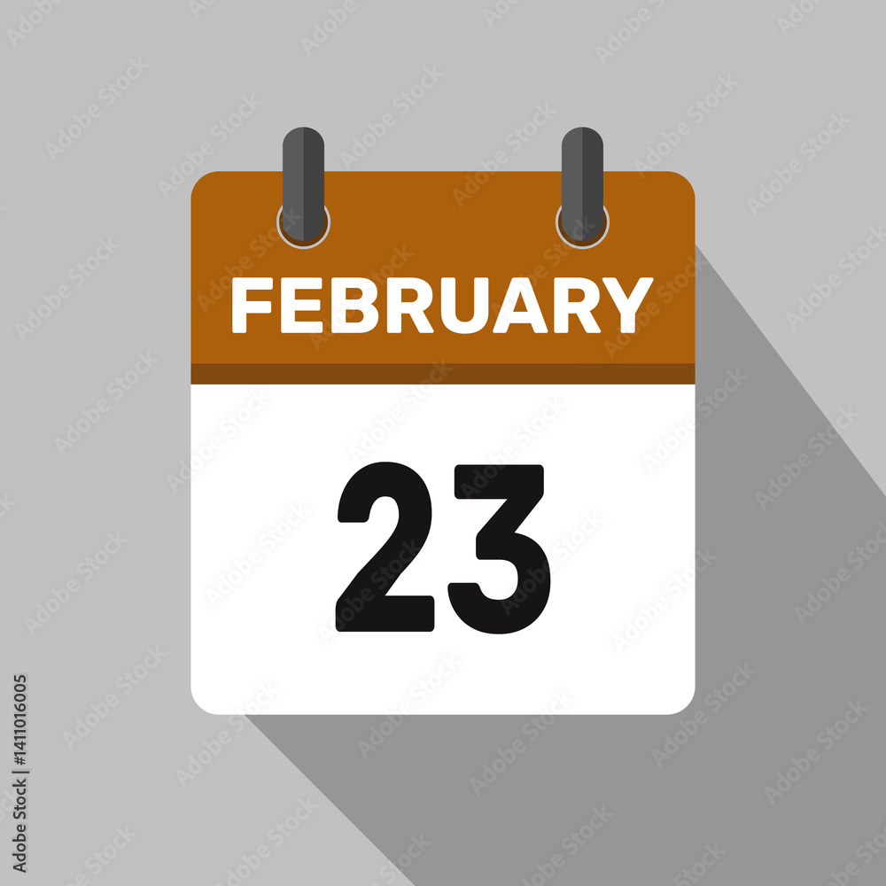 february 23 calendar icon vector month date number illustration design february 23 calendar icon vector month date number illustration design
