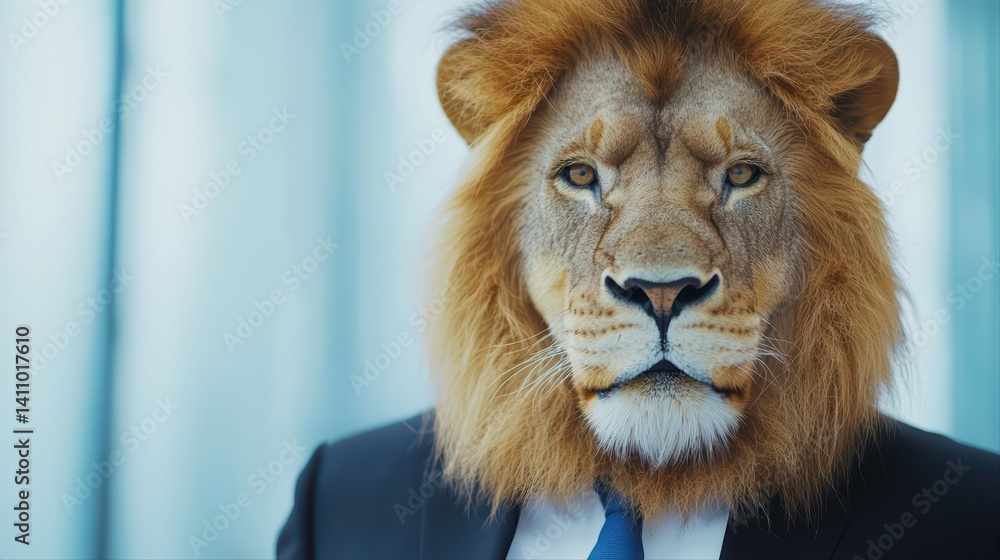 Lion in business suit portrait for professional concept Lion in business suit portrait for professional concept