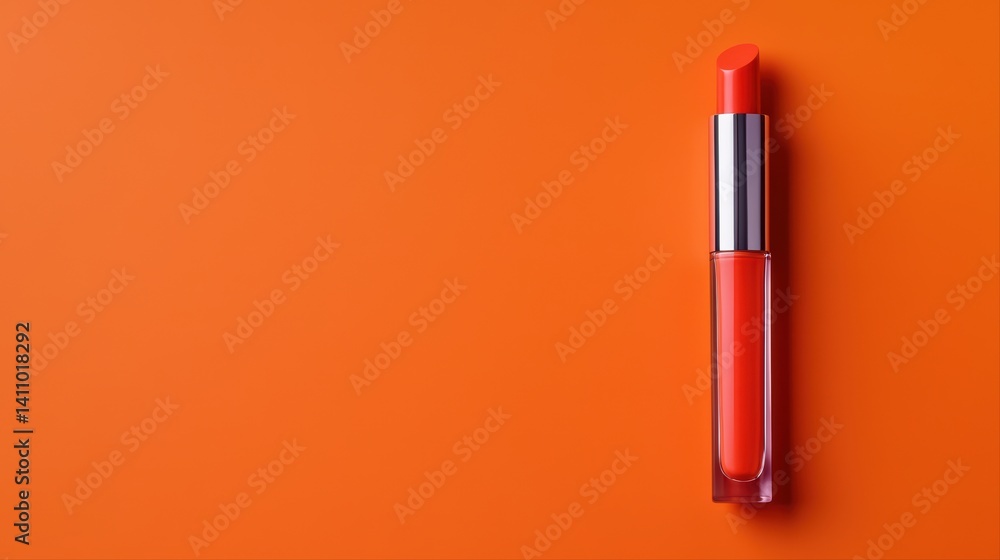Obraz premium Bright orange lipstick on vibrant orange background
