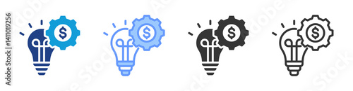 Business Innovation icon set multiple style collection