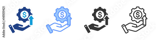 Profitability icon set multiple style collection