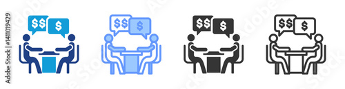 Negotiation icon set multiple style collection