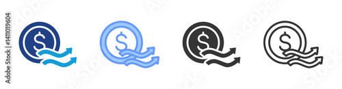 Cash Flow icon set multiple style collection