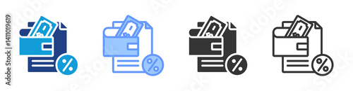 Taxation icon set multiple style collection