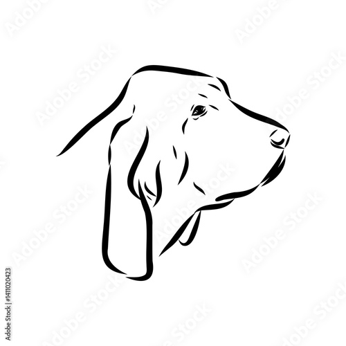 Decorative portrait in profile of dog Bloodhound