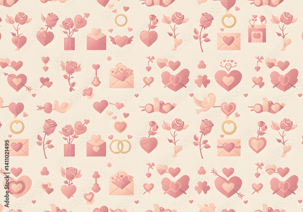 Is a seamless pattern with pink hearts and roses ideal for Valentine's Day backgrounds? Is a seamless pattern with pink hearts and roses ideal for Valentine's Day backgrounds?