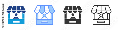 Vendor icon set multiple style collection