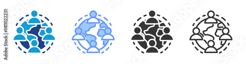Global Workforce icon set multiple style collection