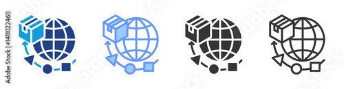 Global Delivery Model icon set multiple style collection
