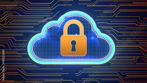 Wallpaper Mural Secure Cloud Storage Padlock Symbolizing Data Protection and Innovation in Digital Technology and Network Connectivity Torontodigital.ca